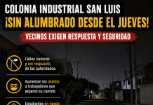Vecinos de la colonia Industrial San Luis denuncian abandono por falta de alumbrado